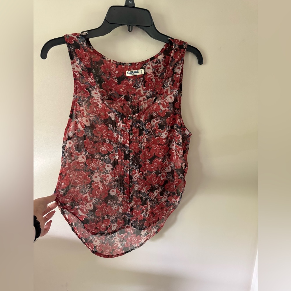Sheer floral tank top by Garage